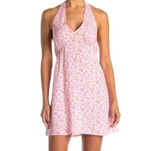 NWT Abound /Nordstrom Pink Floral Halter Mini Dress Size XS